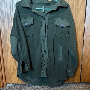 Zenana Outfitters Olive Button-Down Sweater